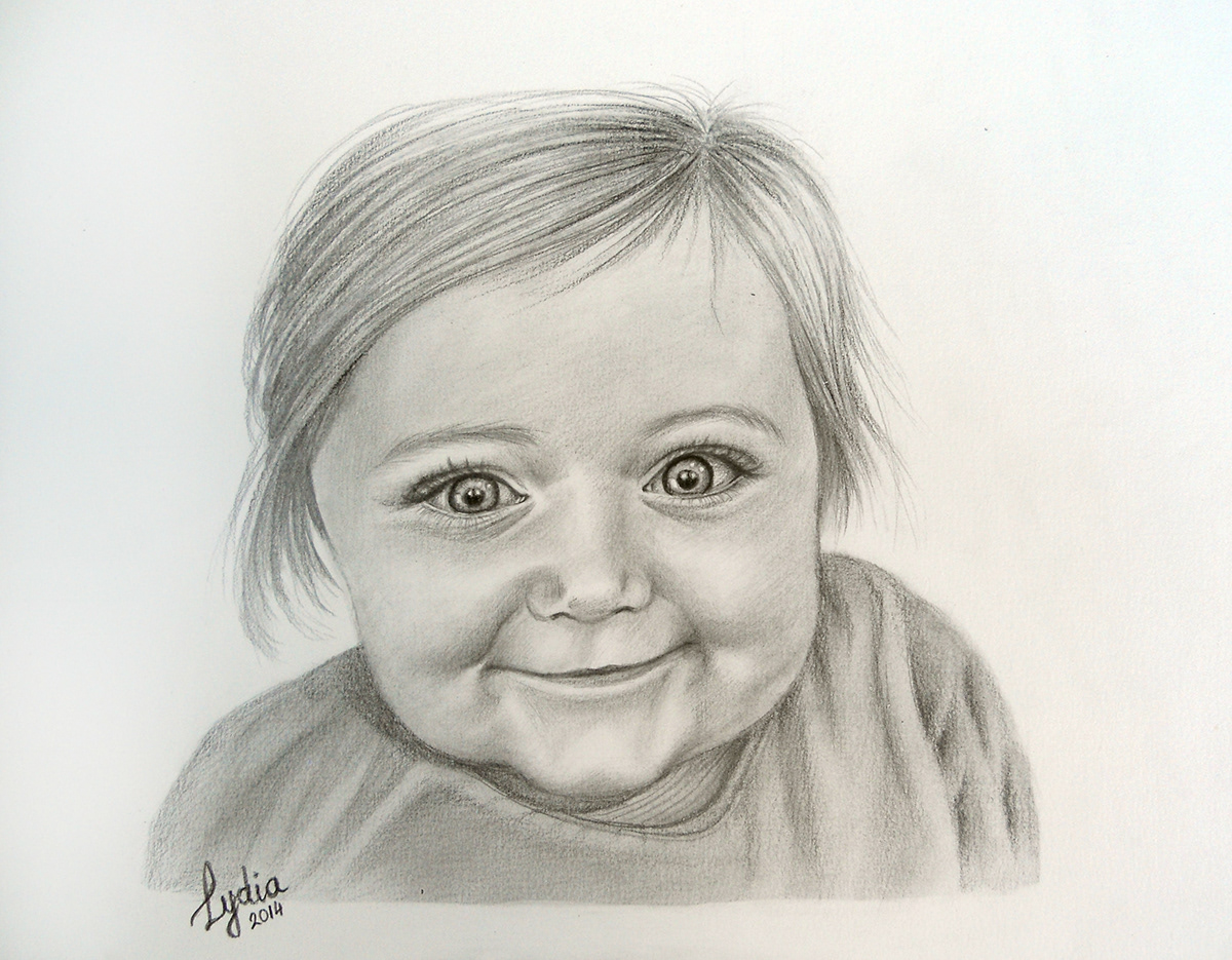 drawing portrait baby sweet cute girl graphite pencils