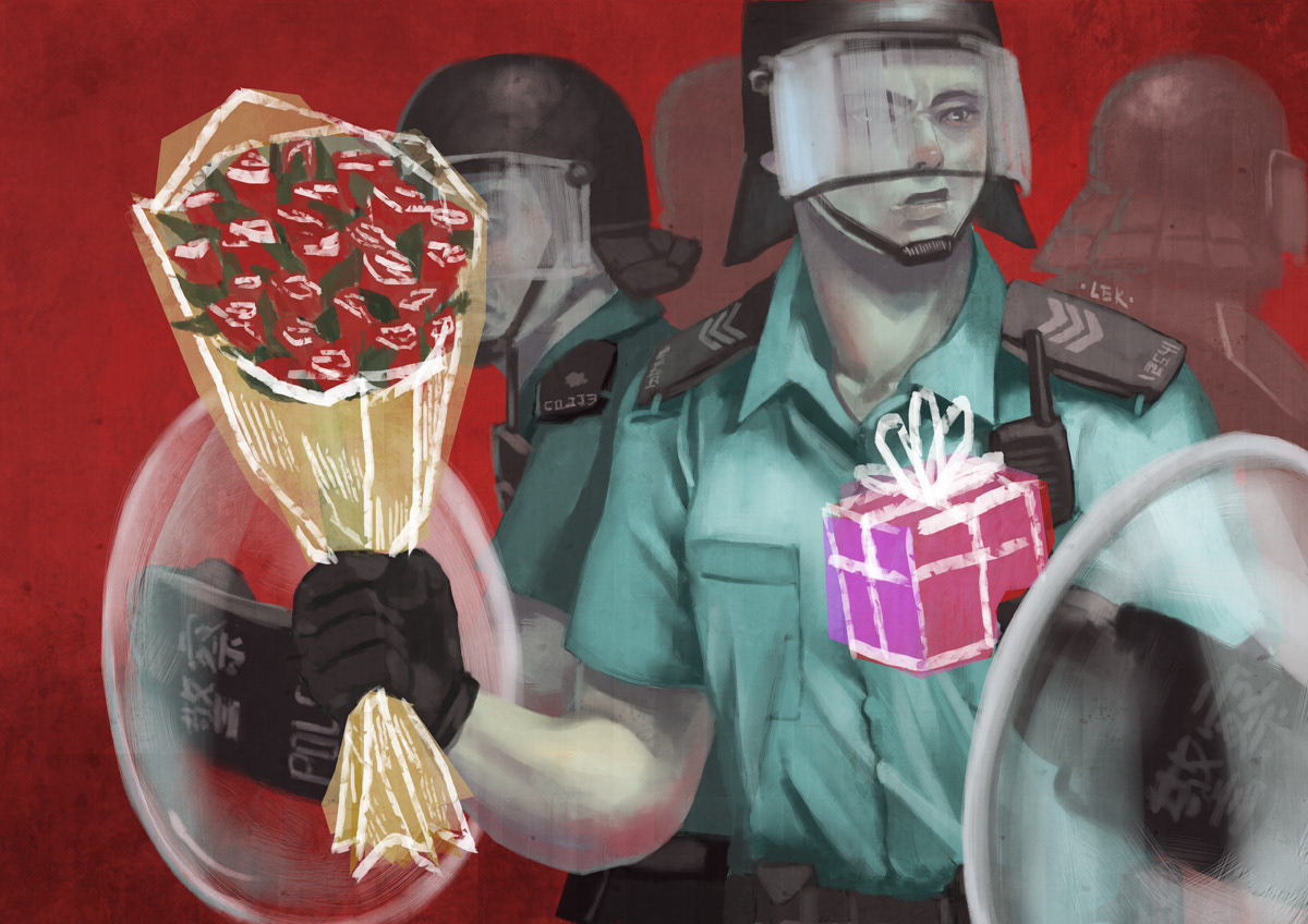 police Umbrella Revolution flower