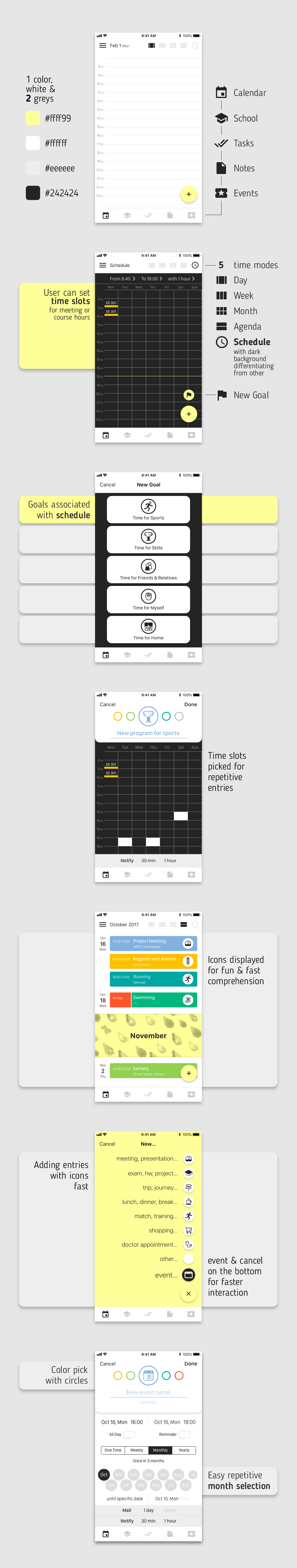 calendar app to-do note UI ux school watch apple watch android