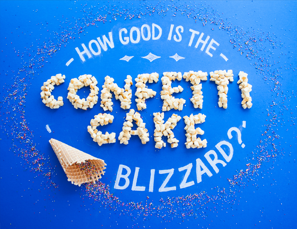 Dairy Queen DQ confetti cake Blizzard waffle cone food type lettering HAND LETTERING tmoneydesign spoon red sprinkles
