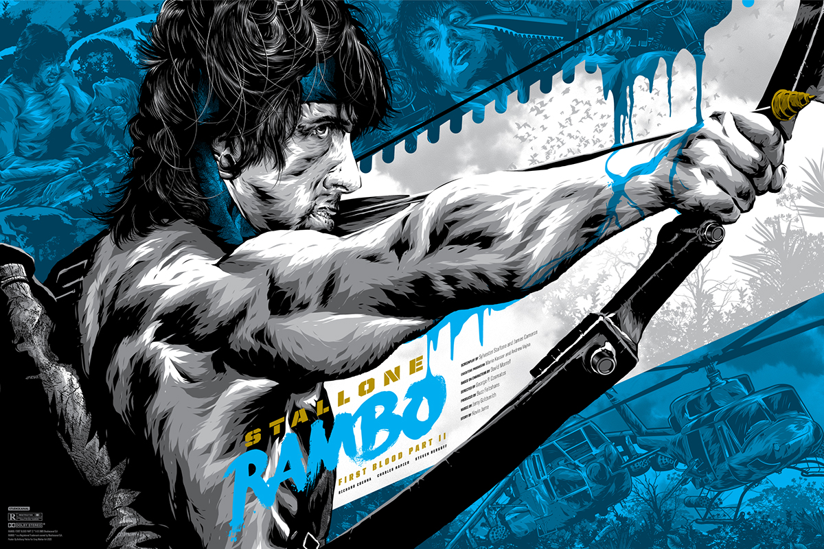 poster Screen-print Rambo First Blood licensed serigraph silkscreen Movies action Stallone