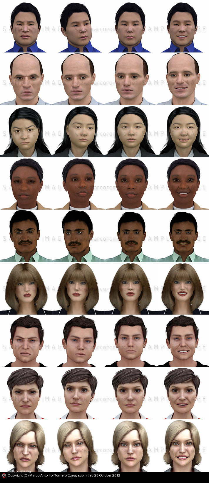 female male characters expressions lip sync anatomy avatar virtual Education actor spokesperson game Poser