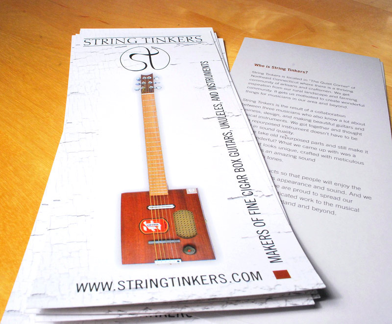 Adobe Portfolio String Tinkers Cigar box Guitars guitars business retail industry Brand Development logo development Website Design rack card