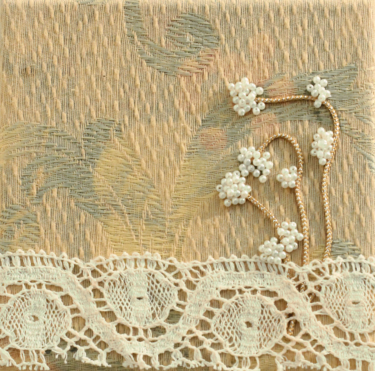 printmaking mixed media collage fabric lace pastel