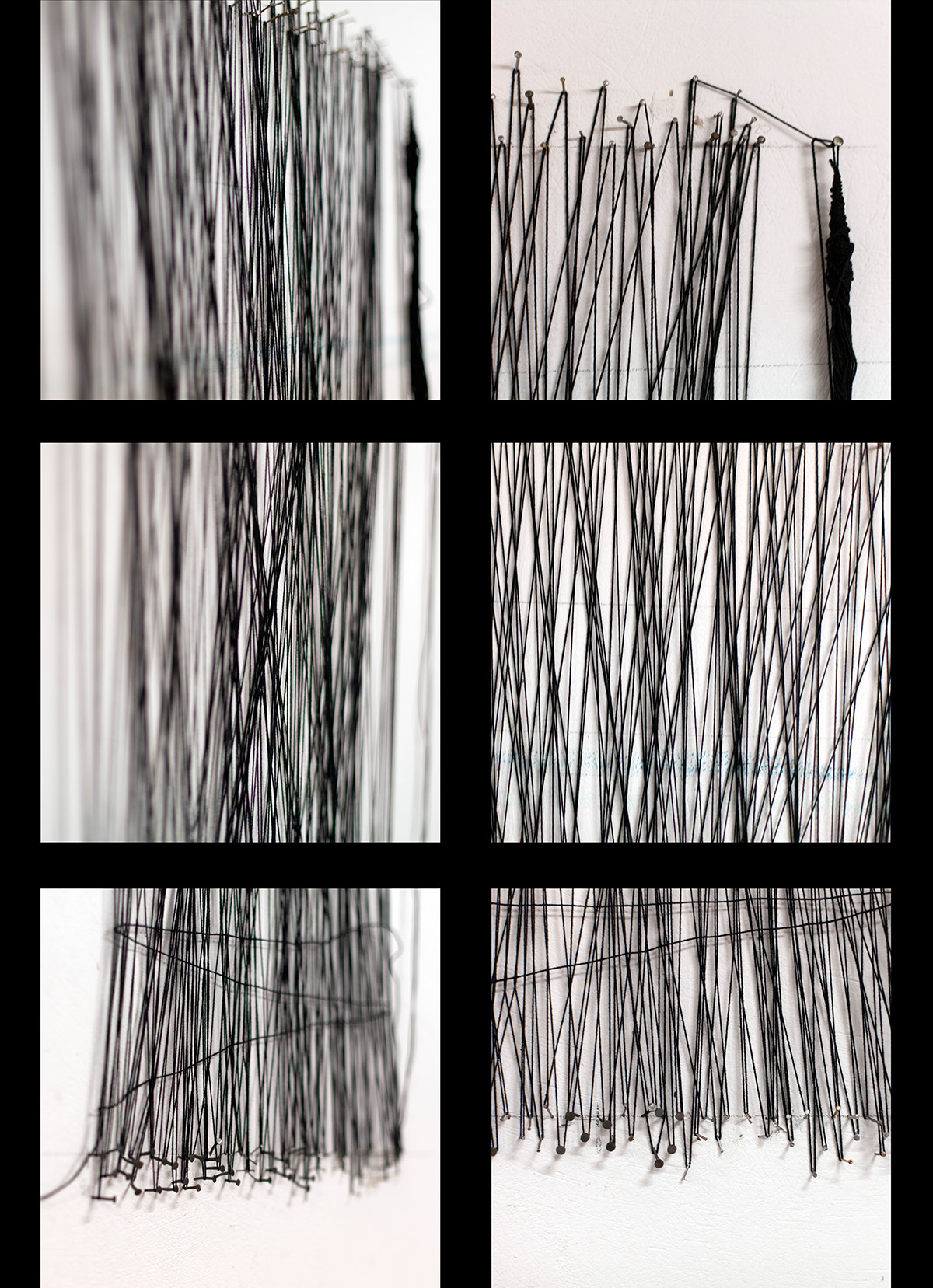 loom Threads Black&white lines knit weaving black White nails Warn