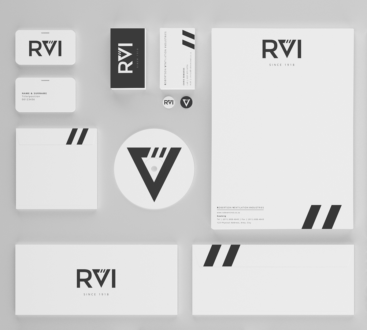 branding  Corporate Identity black and white ventilation industrial Stationery triangle logo vector geometric