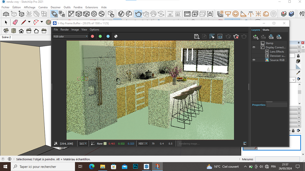 design Rending kitchen interior design  visualization vray architecture SketchUP 3D modern