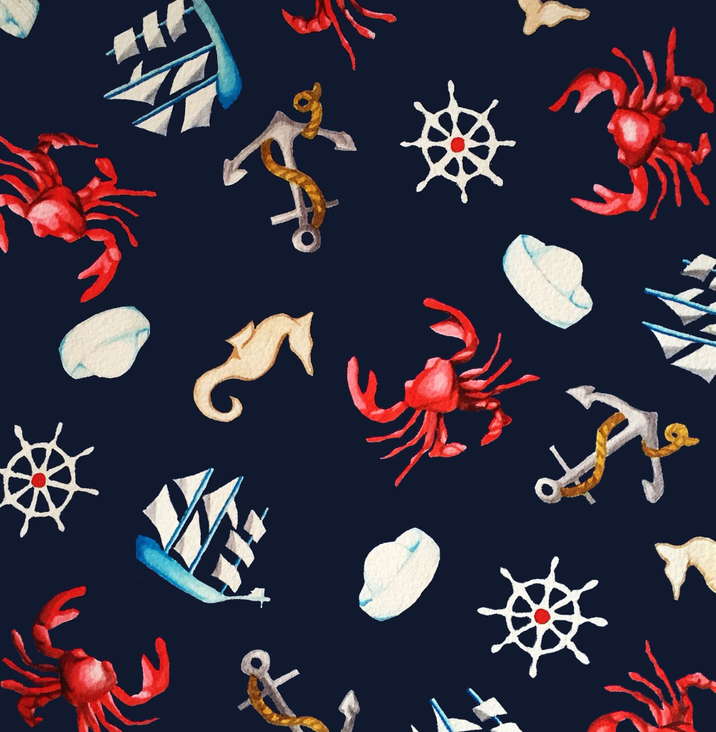 nautical anchor crab ship textile home Childrenswear Sailor Ocean pattern