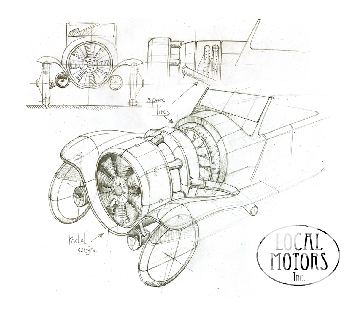 automotive   design Drawing  car sketch retrodesign Local Motors Vintage motors freehand sketch pencil sketchbook