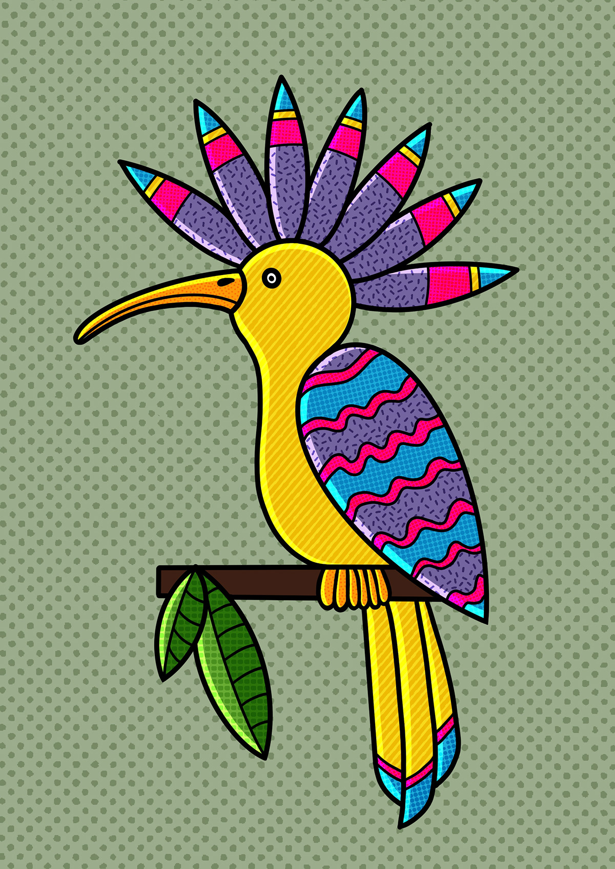 artist birds bright colour graphic hand-drawn hireme ILLUSTRATION  line tropical birds Adobe Portfolio