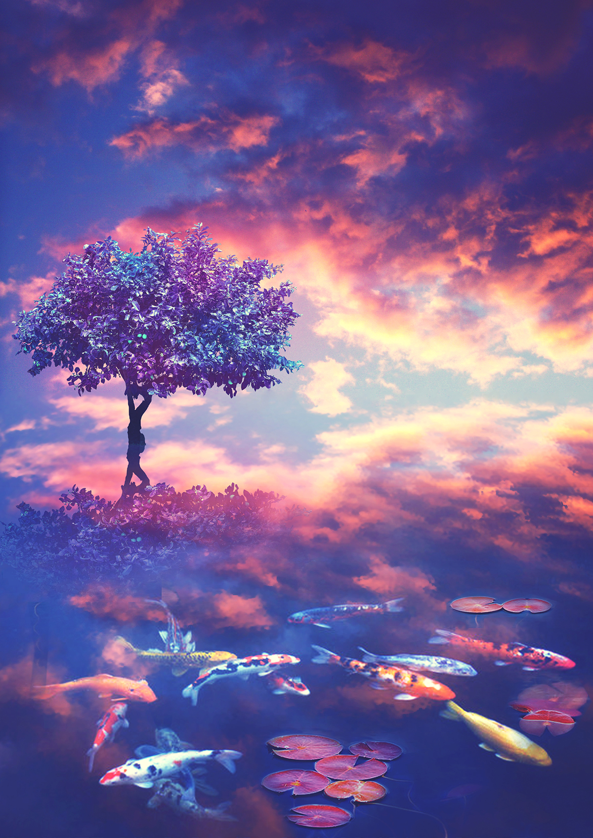 SKY water earth Love ground pink trees