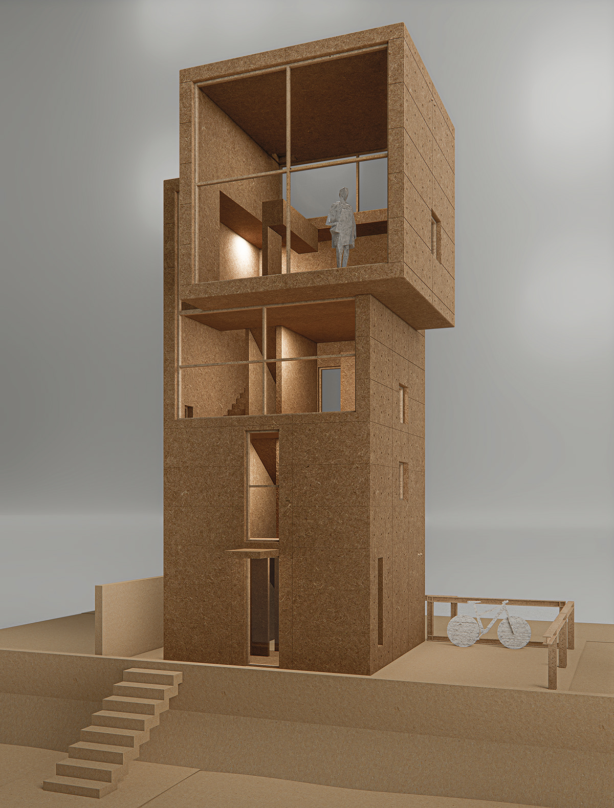 3D architect architecture archviz concrete house model rendering Tadao Ando visualization