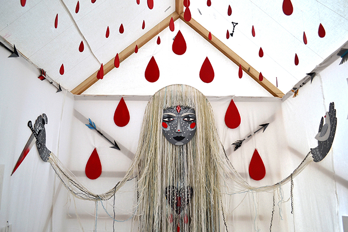 human house body art installation bones blood handmade Drawing 