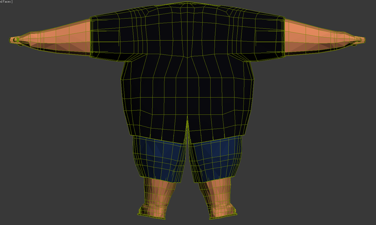 3D model texture skinning rigging Fat Guy headless lazy