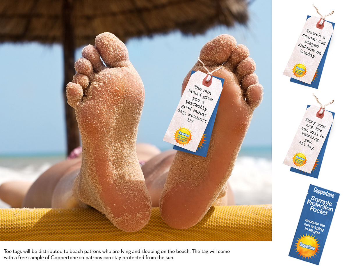 Coppertone  sun  Kill print out of home in store Ambient stunt beach Integrated Campaign