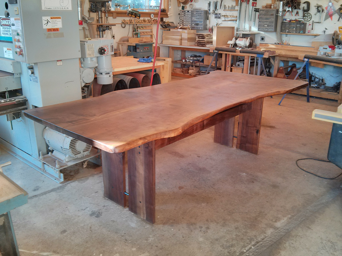 walnut wood product design bespoke live edge free slab black dining table furniture woodworking woodwork