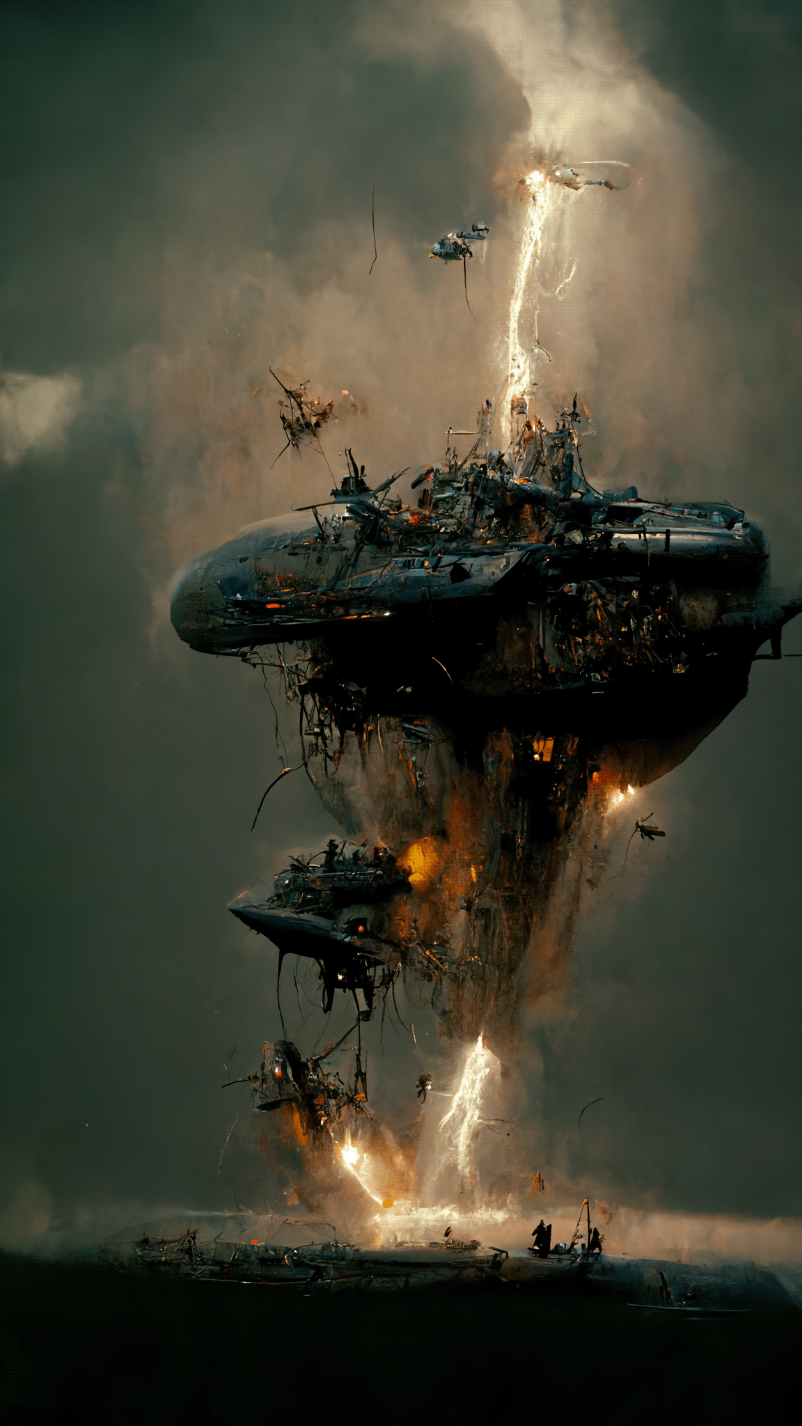 ai cinematic concept art crash Digital Art  epic ILLUSTRATION  midjourney Scifi spaceship
