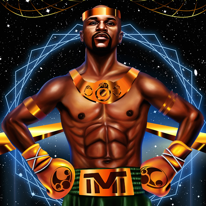Floyd Mayweather Digital Art  black and gold black art Boxer Boxing fight king sport illustration sports