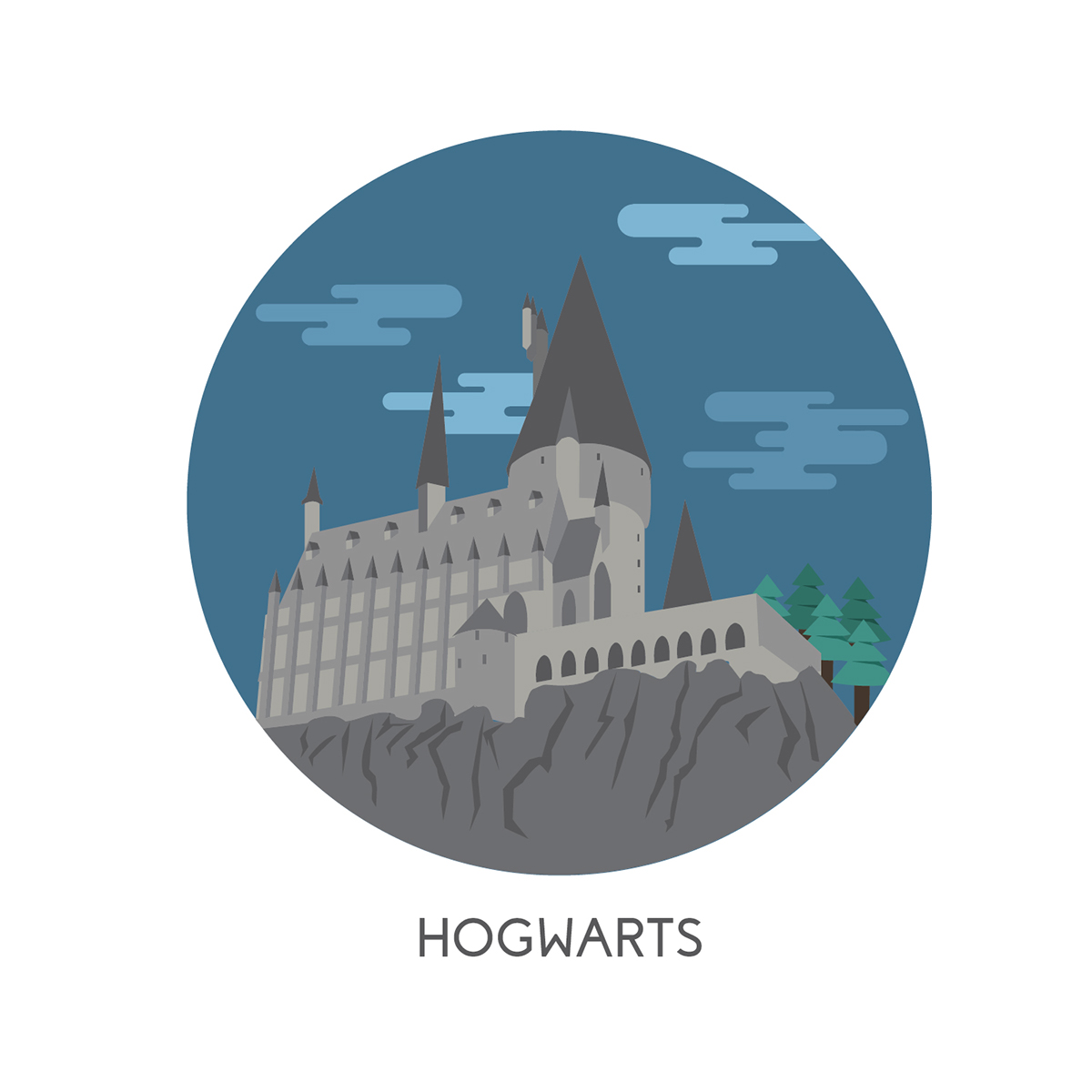 harry potter icons Landscape books locations Hogwarts fiction design