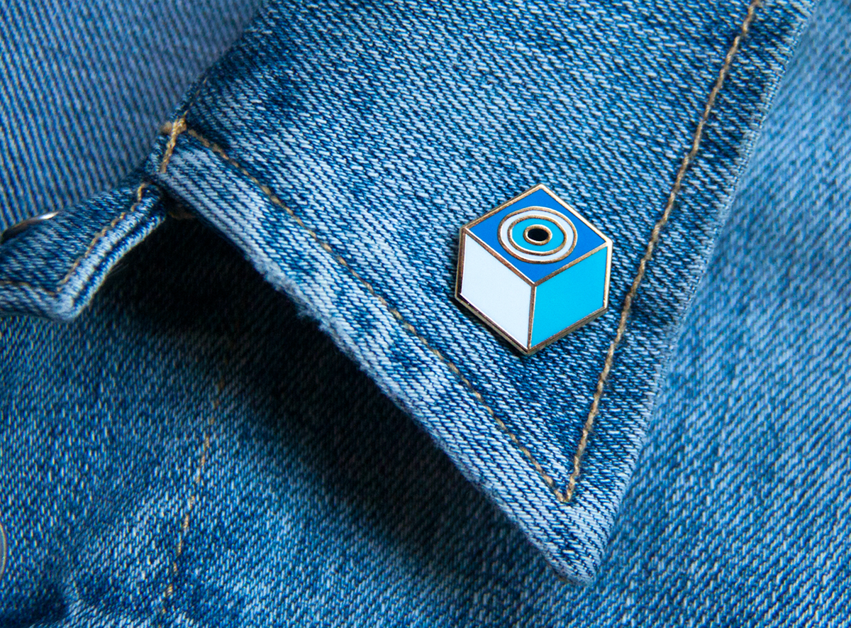 Enamel Pin design vector talisman eye evil eye pin lapel pin contemporary cube
