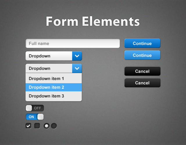 Form elements Web photoshop