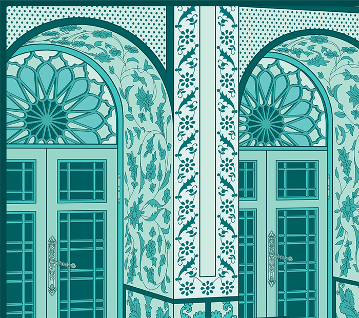 Iranian Graphic Designers decorations tile-work lattice windows Iranian mansion pattern Iran iranian typographic poster Poster Design persian typography three-dimensional motif geometric design Cooper Hewitt Design
