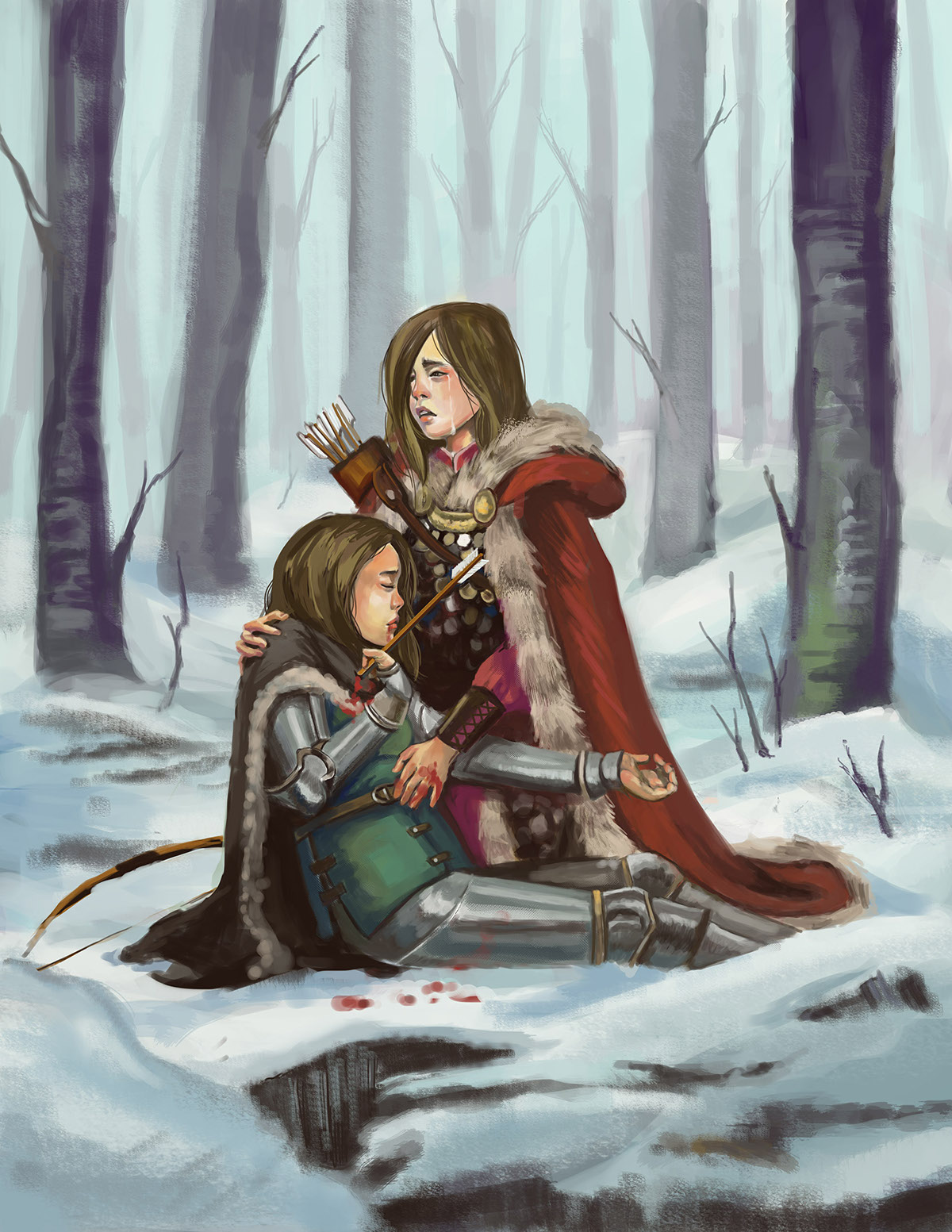 Tragic death story medieval Sisters tale winter
