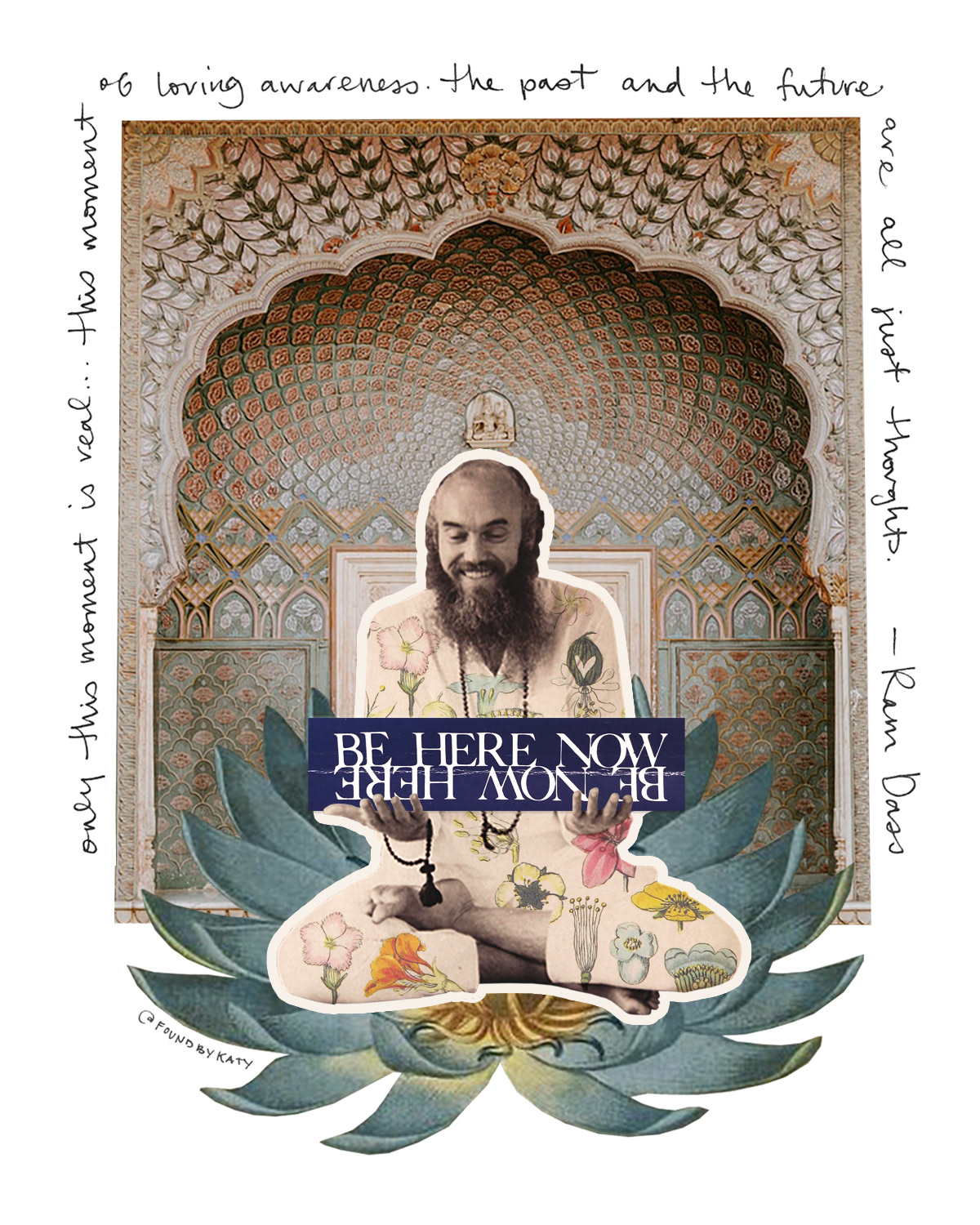 art collage art Digital Collage digital download Lotus meditation mixed media ram dass spiritual Yoga