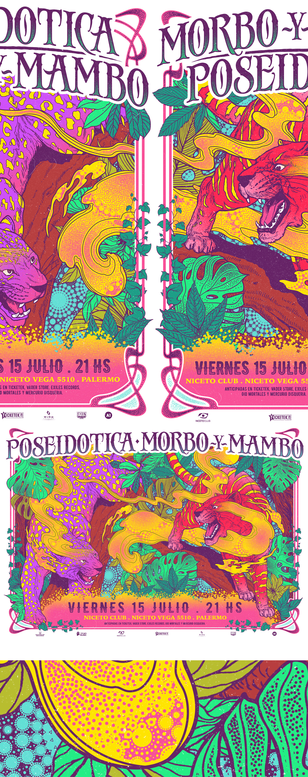 Poseidotica morbo y mambo gig poster A1 GigPoster ILLUSTRATION  ilustracion rock ROck Poster screen print