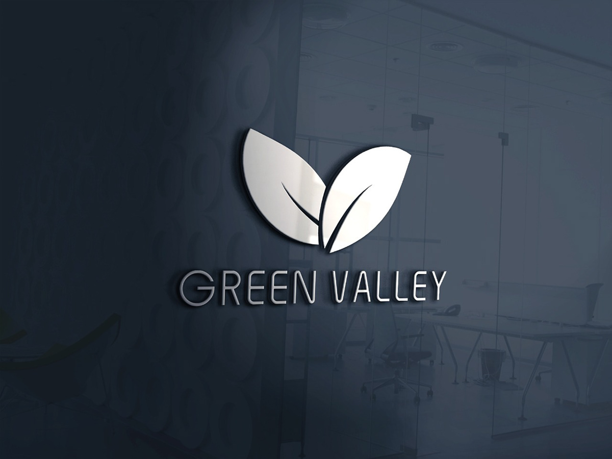 green leaves logo outline valley