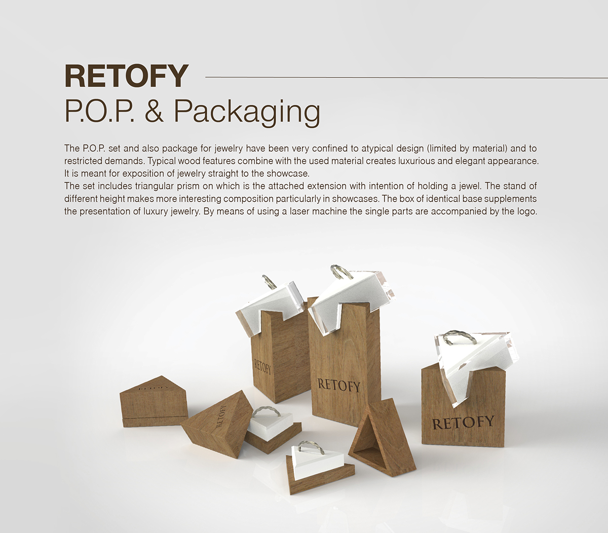 jewelry package pop p.o.p. P.O.S. wood plastic luxury atypical shop presentation brand rubber foam idea