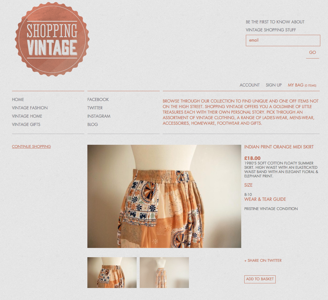 vintage e-commerce Ecommerce Website design