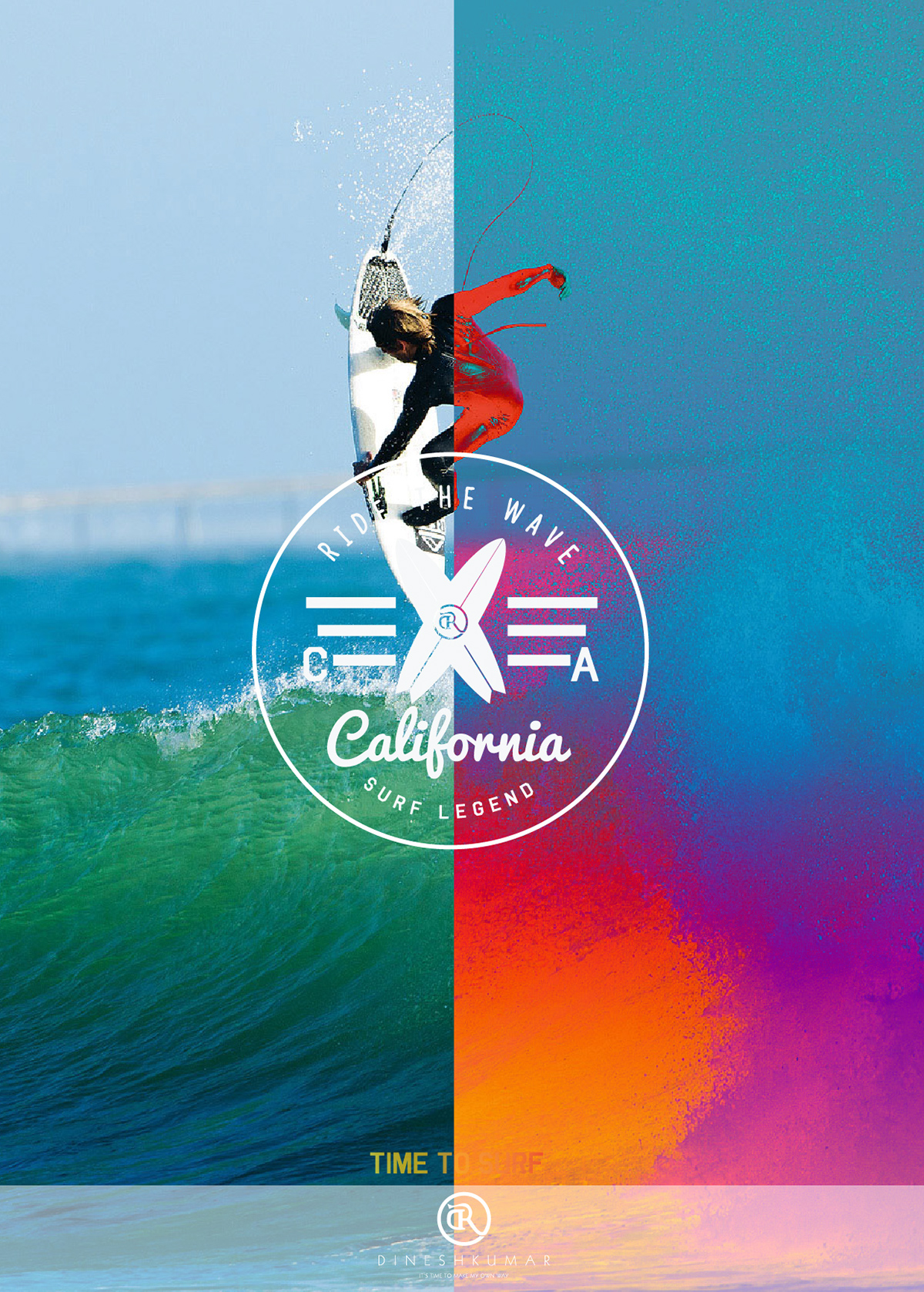 California Surf ride colourfull CA Tropical