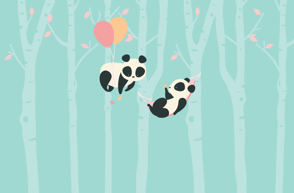 baby Panda  nursery ILLUSTRATION  children's illustration interior design 