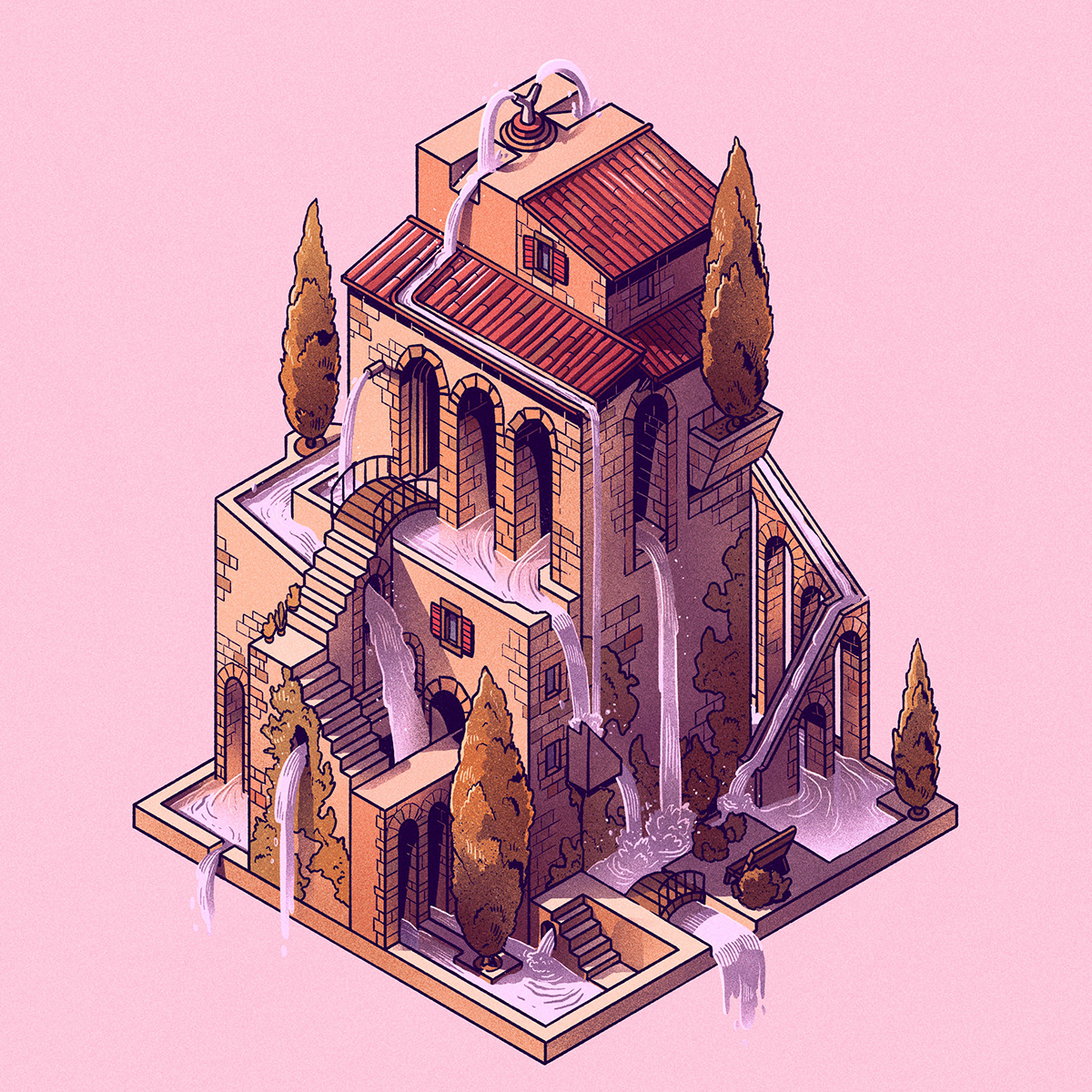 architecture art Collection Digital Art  Drawing  ILLUSTRATION  Isometric isometry nft Procreate
