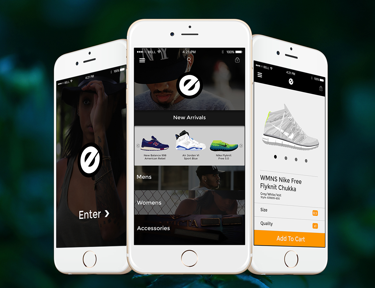 UI ux Interface mobile iPhone6 ios8 app photo sneaker atlanta SCAD boutique Nike flyknit NY