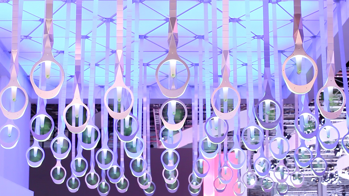 art ateliergh interactive Nature installation water light movement allegory design Mondial de l'Automobile propeller  architecture Gaël Hiétin Francois Penin