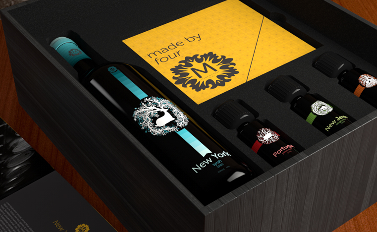 wine portuguese New York Packaging Wine Bottle bottle lable design Lable visual corporate identity 3D c4d cinema 4d car awesome great cool yellow black gradient Georgia atlanta new jersey bag box stationary letterhead envelope grape deer beaver racoon lamb sheep Portugal logo pattern swatches Pallet story happy family mb4 made by four Business Cards tshirt Website