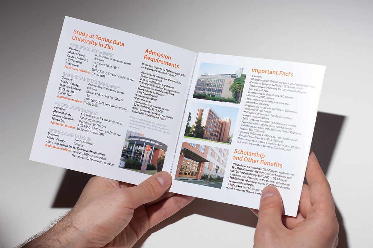 University brochure Catalogue tomas bata utb tbu zlin leaflet folder brochures International Students
