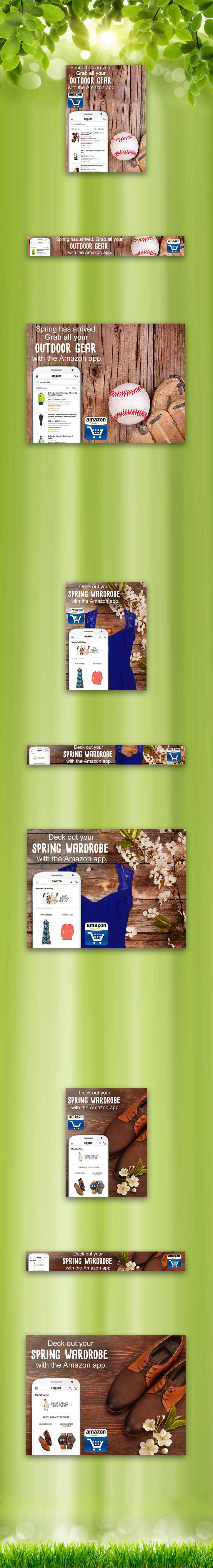 Amazon mobile app spring green Shopping ad banner design