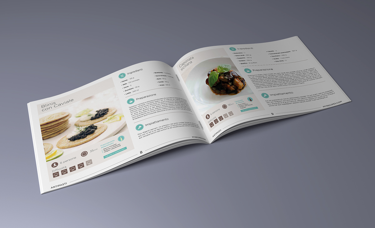 Food  recipes ricettario menu Cibo Catalogue brochure graphic editorial
