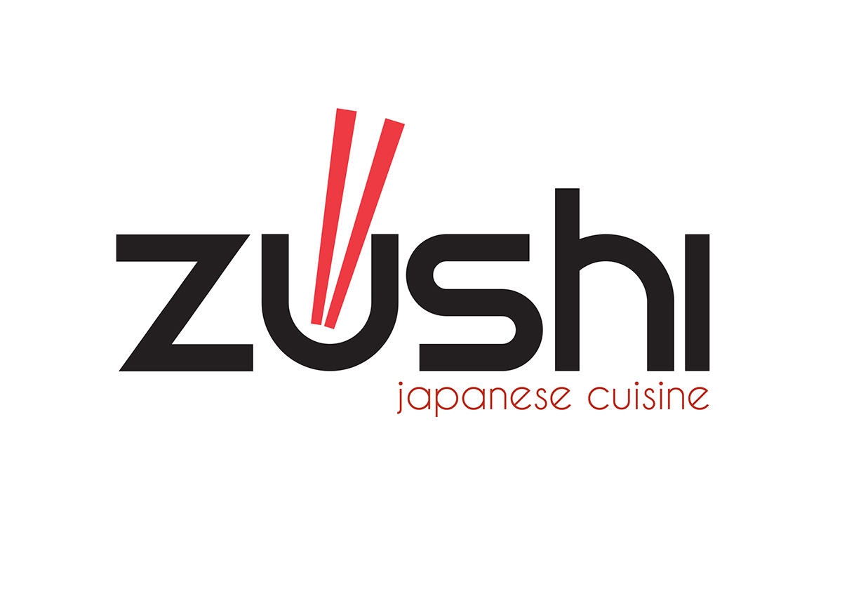 Zushi Sushi rebranding logo menu flyer poster