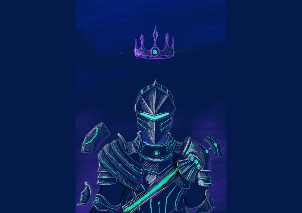 Character design  concept art Digital Art  digital illustration Editorial Illustration knight neon Suit Of Armour Tron