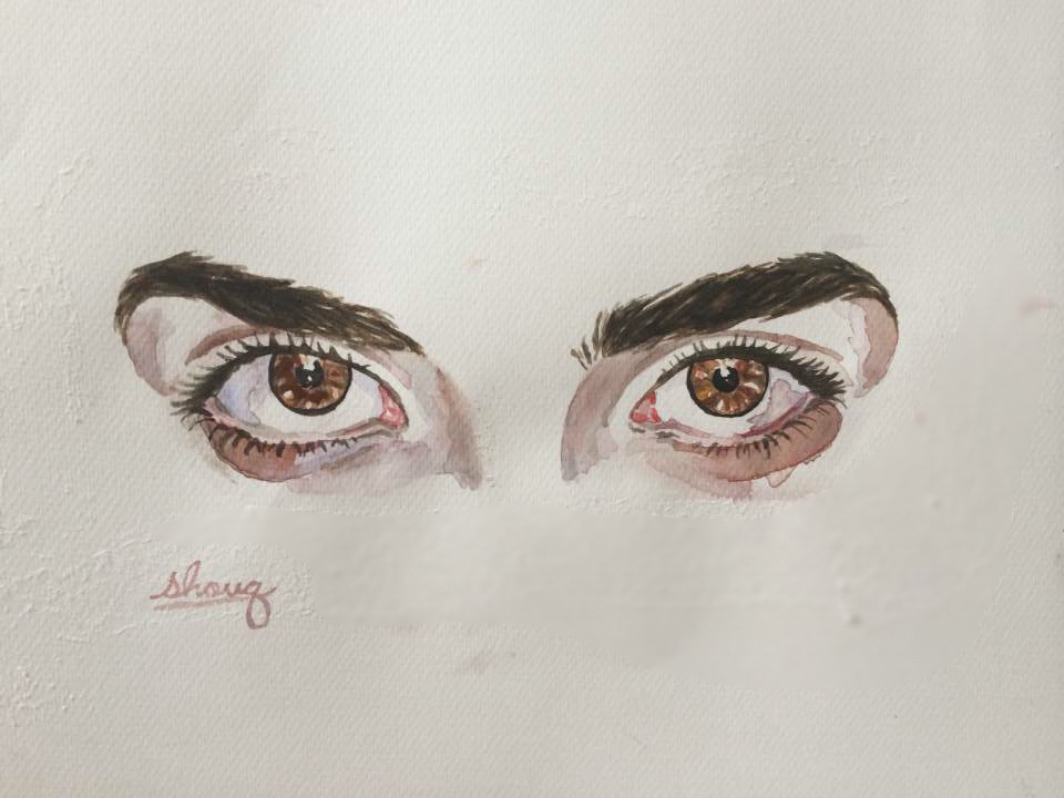 eyes hands bleeding deep art Drawing  watercolors