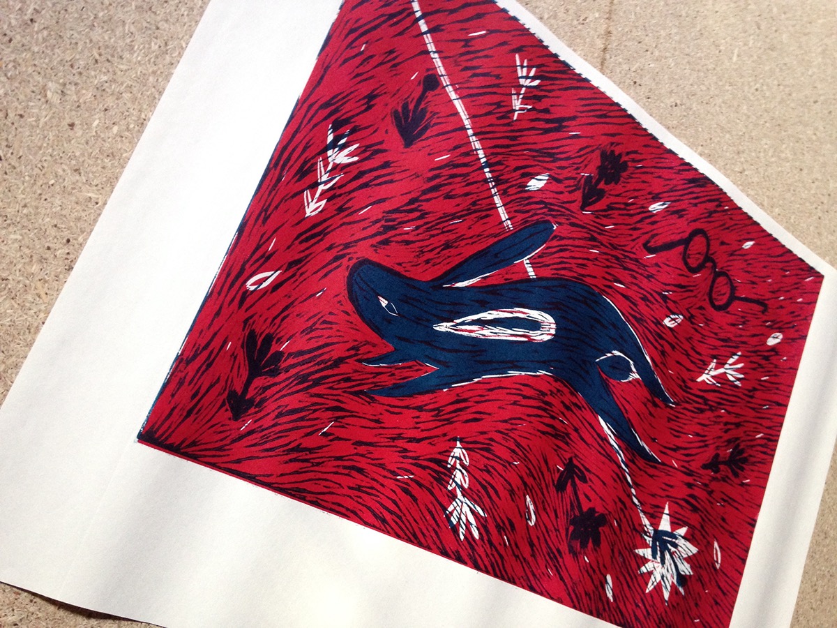 printmaking woodcut woodcutting lynocut Struwwelpeter story hare
