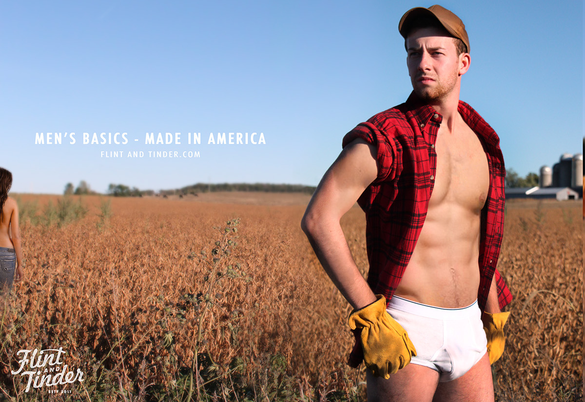 Flint and Tinder underwear advertising campaing Made in America Rugged and Refined