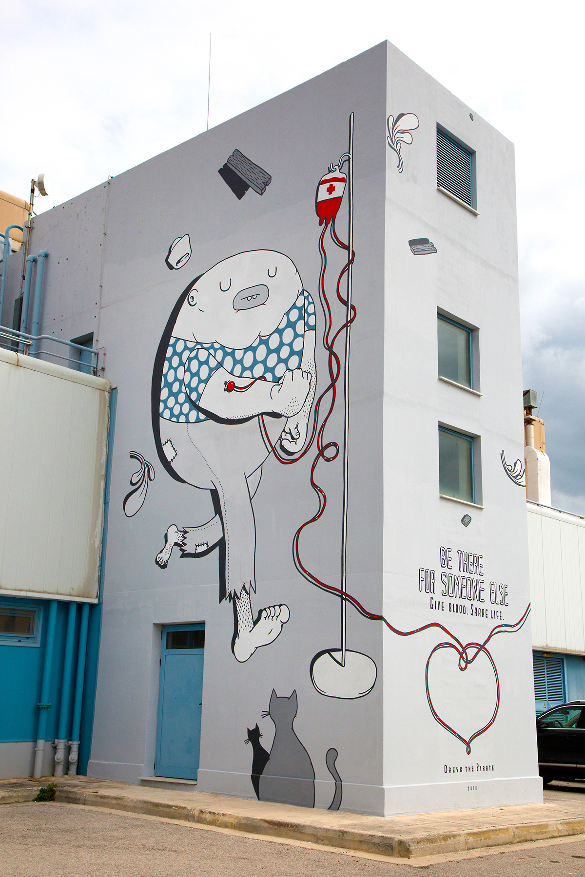 Street Art  Mural Optimism sharing sketch athens blood donor heart Character design 