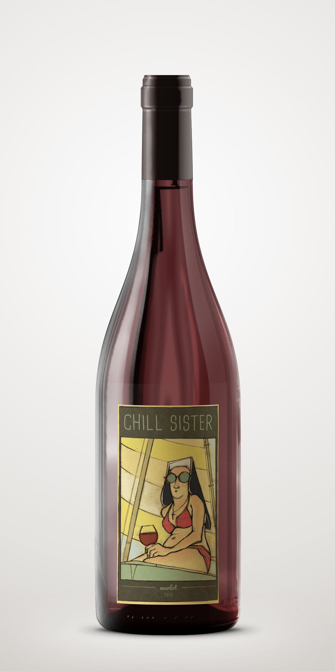 wine label surface design nuns
