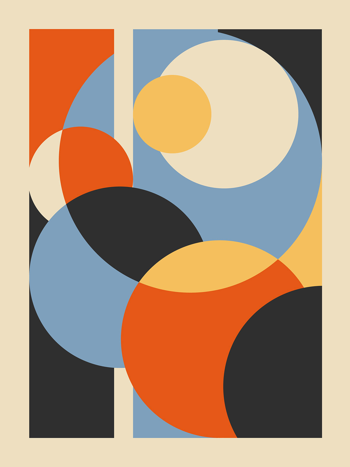 Planets illustration in Bauhaus style
