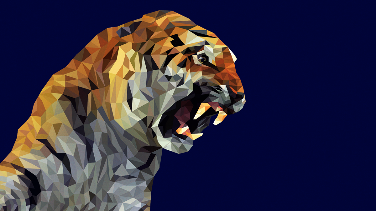 tiger geometry 3D vector tutorial process Illustrator grid